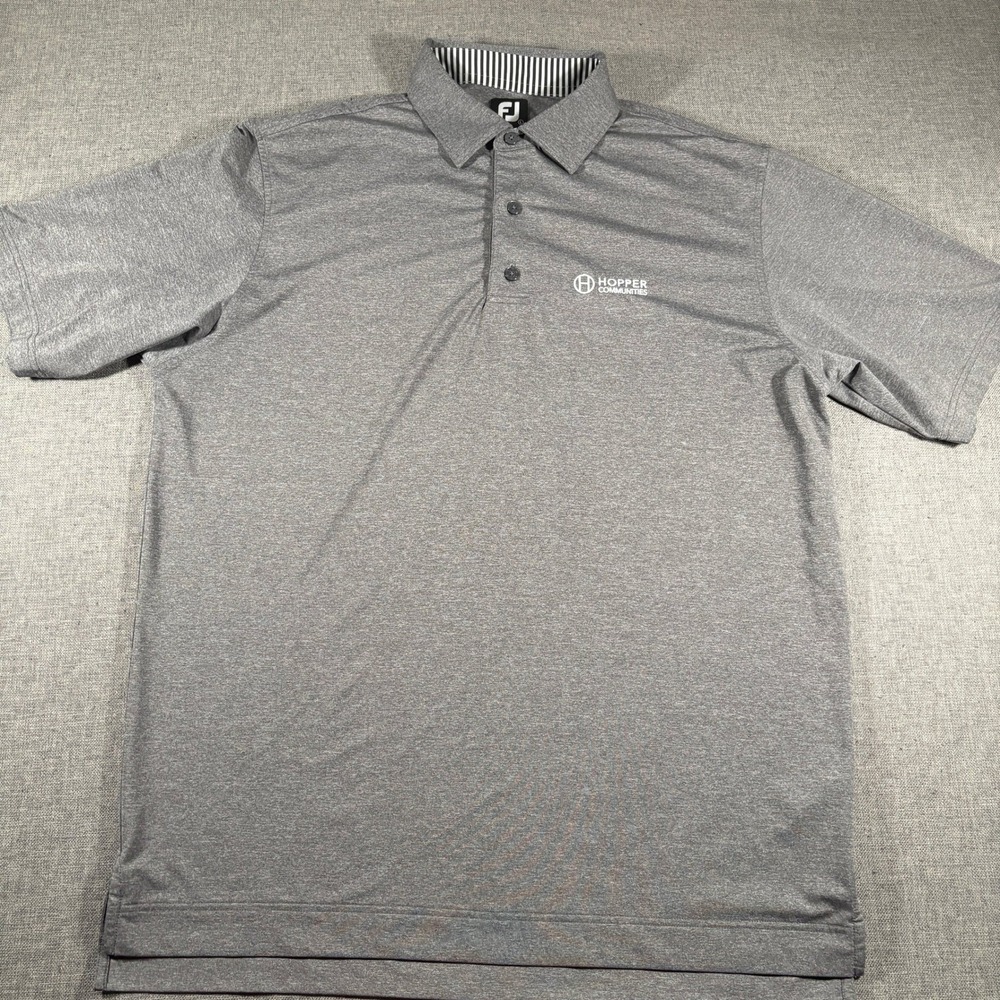 FootJoy Polo Shirt Mens Large Grey Lightweight Stretch Performance Short Sleeve